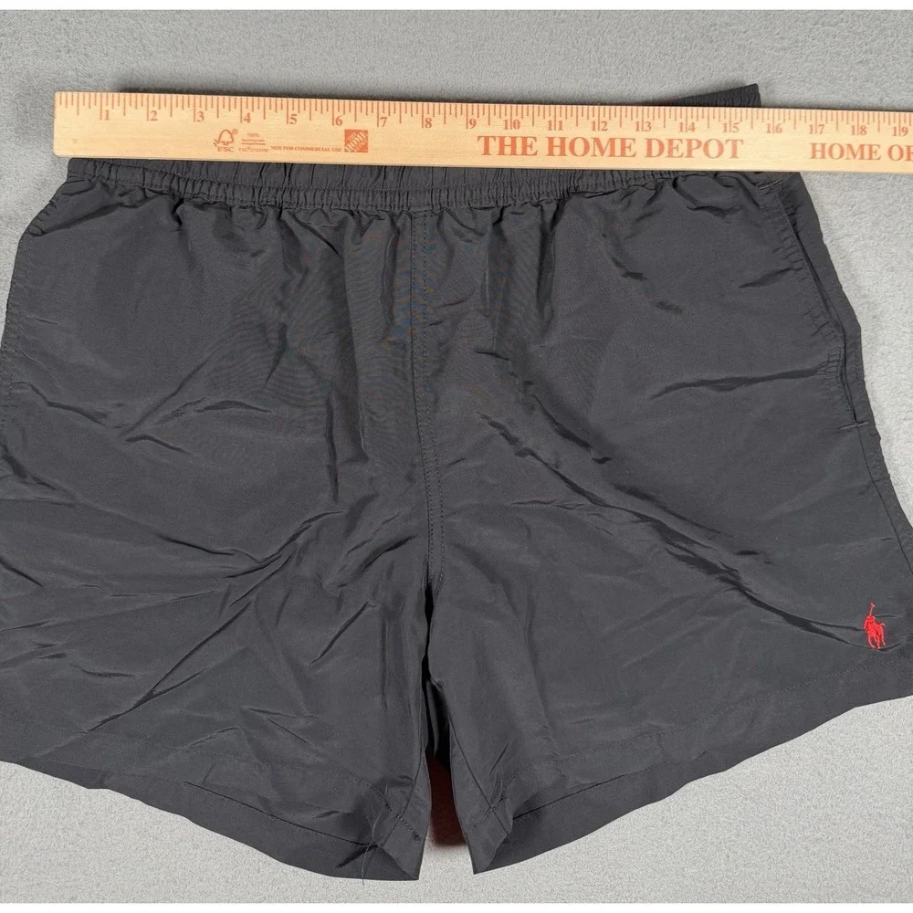 Polo Ralph Lauren Men's Traveler Swim Trunks Black Red Pony Size L Large